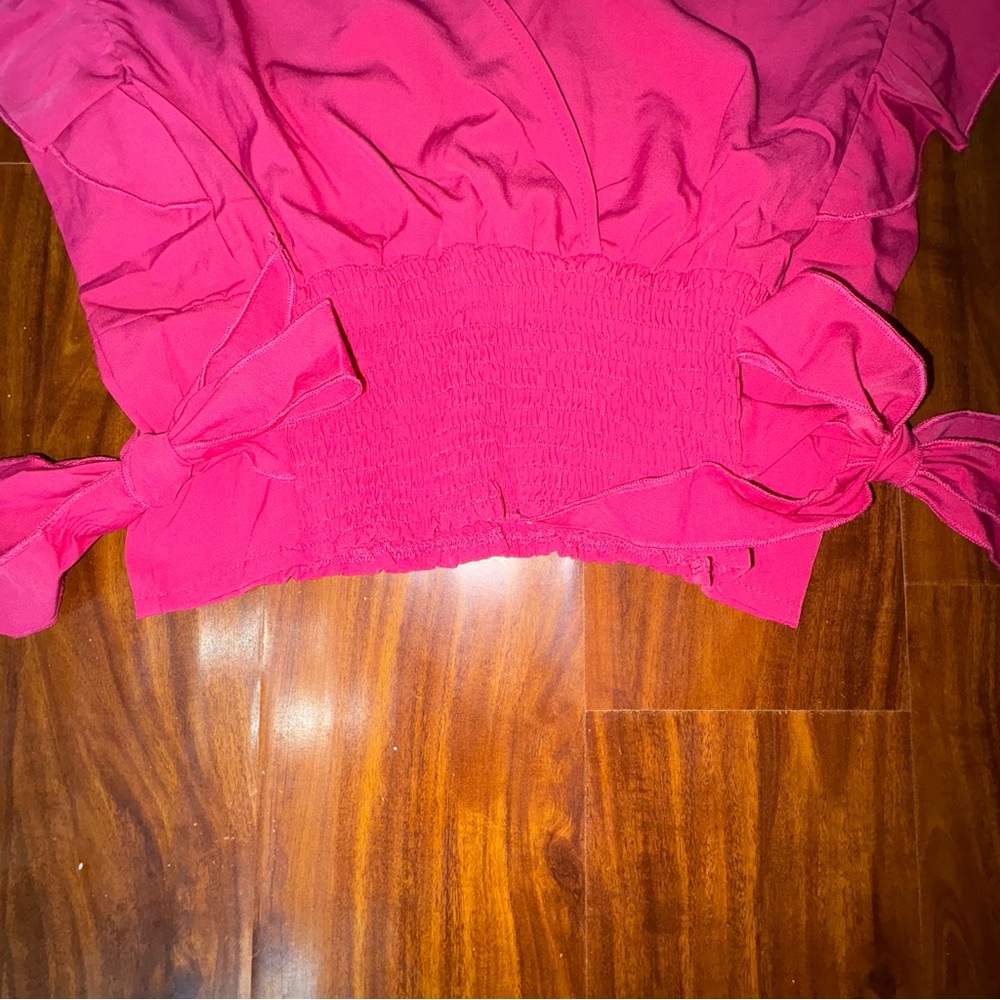Chic Fuchsia Ruffle Blouse - Picture 2 of 4
